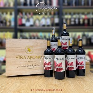 THÙNG GỖ 6 CHAI RƯỢU VANG AROMO WINEMAKER'S SELECTION TEMPRANILLO & CABERNET SAUVIGNON