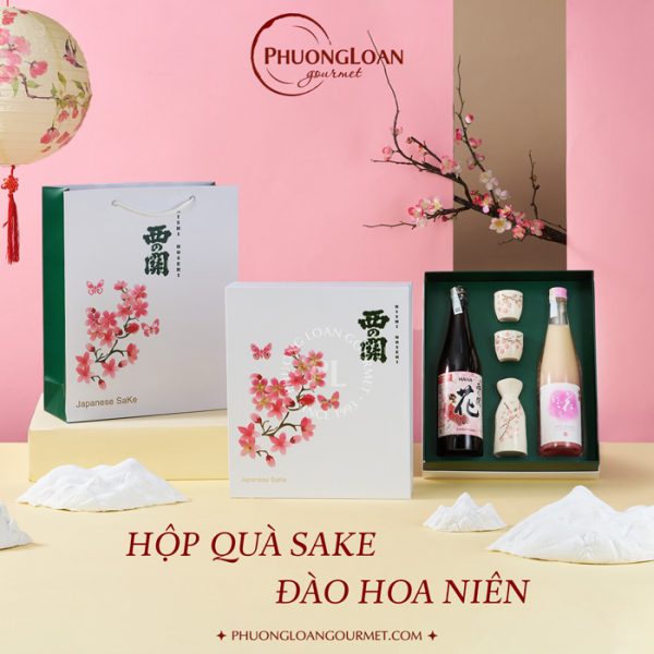 Rượu Sake Nishinoseki Hana + Hana Nigori - Hộp quà Đào Hoa Niên