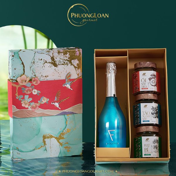 Set Hộp Quà Xuân Như Ngọc - Rượu Vang Nổ Sparkling Fogoso Azul (Xanh)